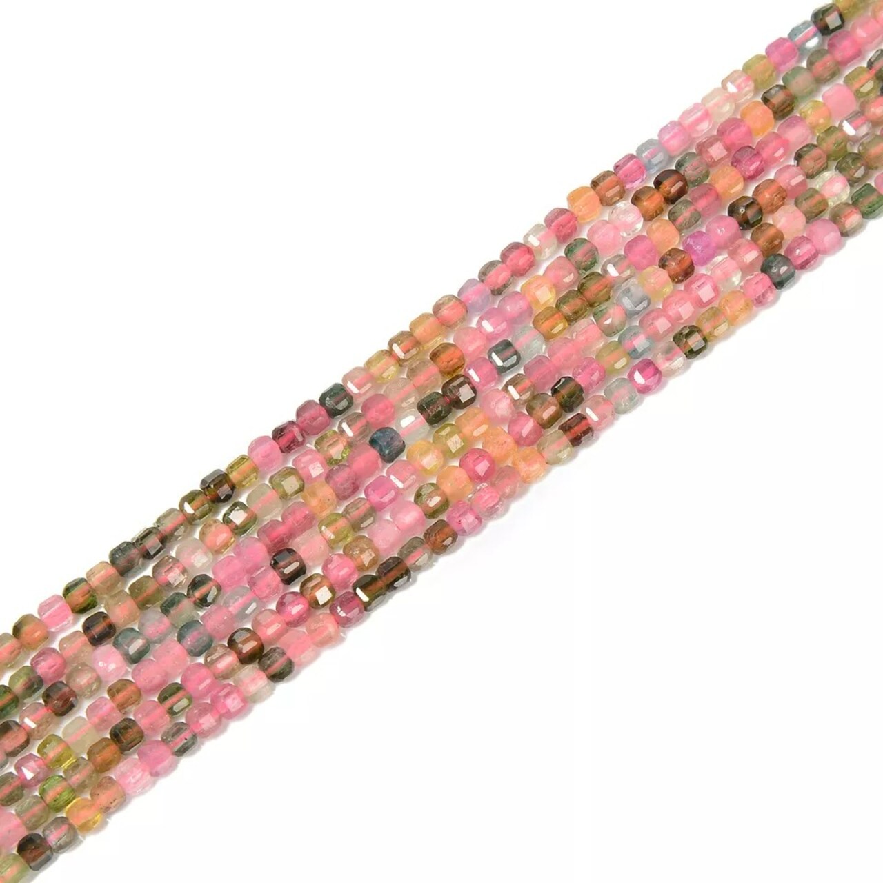 Natural Multi-color Tourmaline Faceted Cube Beads Size 2.5mm 15.5'' Strand